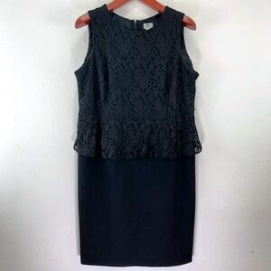 Worthington Woman Black Lace Peplum Sheath Dress Plus Size 18W Sleeveless